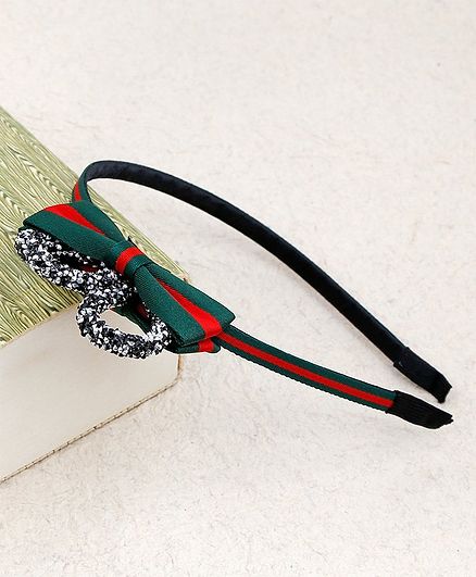 Kidlingss Glitter Bow Hair Band - Green & Red