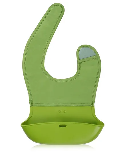 Kassy Pop Waterproof Silicone Bib With Crumb Catcher - Green