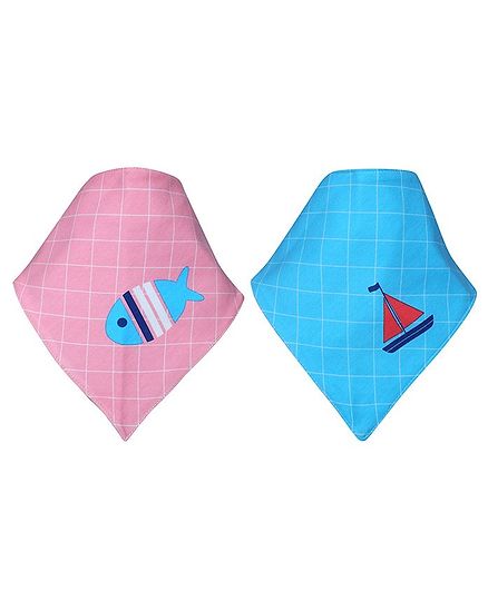 Kassy Pop Bandana Bibs Animal Print Pack of 2 - Blue