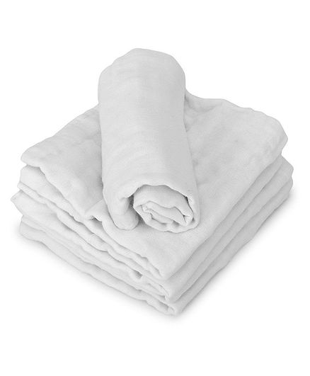 Kassy Pop 6 Layer Muslin Reusable Baby Wash Cloths White - Pack of 5