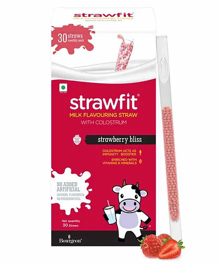 Strawfit Strawberry Milk Flavoring Straws With Colostrum - 30 Pieces