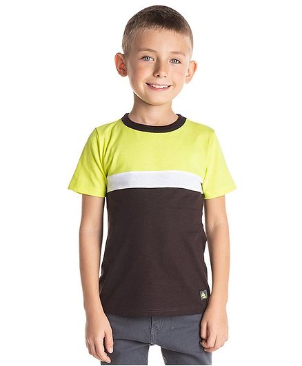 Cherry Crumble by Nitt Hyman Half Sleeves Solid Colour Block Tee - Yellow & White