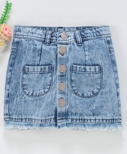 Babyhug Mid Thigh Solid Color Skirt - Light Blue