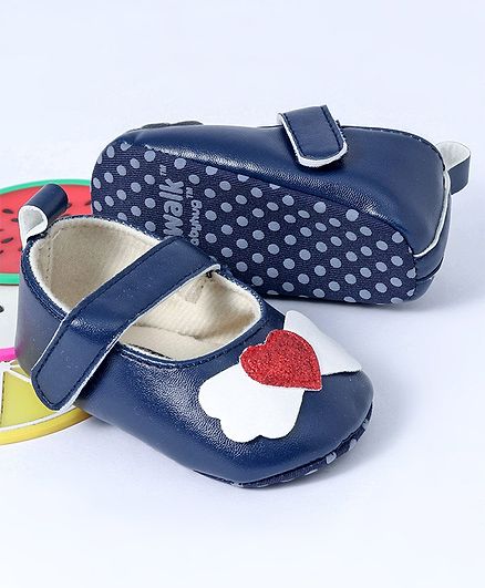 Cute Walk by Babyhug Booties Heart Patch - Blue