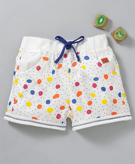 Olio Kids Shorts With Drawstring Dot Print - White Blue