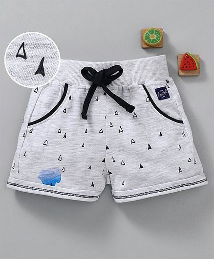 Olio Kids Printed Shorts With Drawstring - Light Grey