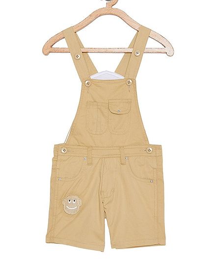 FirstClap Short Length Face Patch Dungaree - Beige