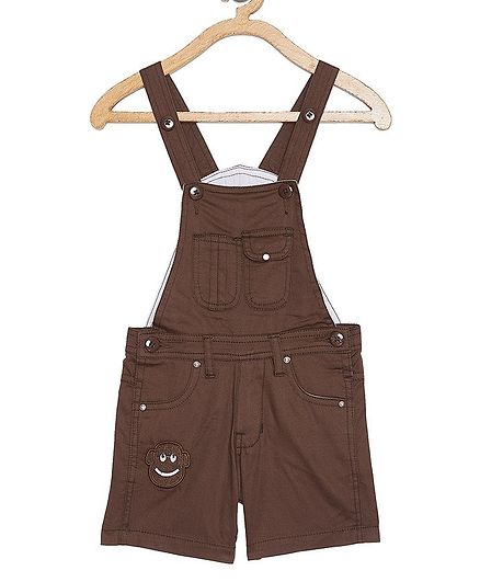 FirstClap Short Length Face Patch Dungaree - Brown