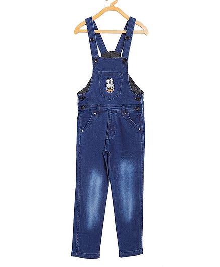 FirstClap Full Length Rabbit Patch Dungaree - Dark Blue