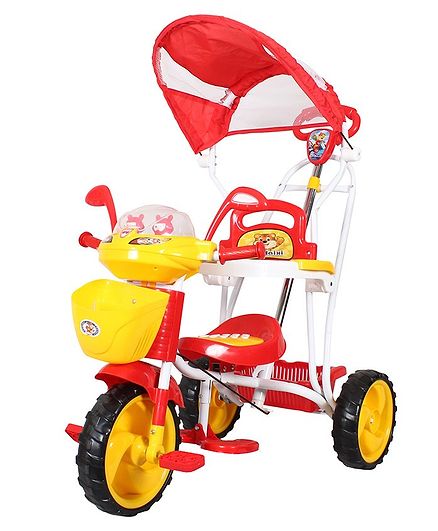 HLX-NMC Space Ship Tricycle Cum Rocker With Navigator & Canopy - Red & Yellow