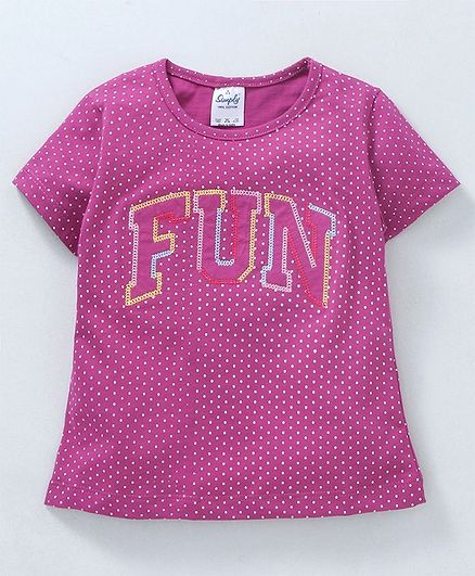 Simply Half Sleeves Top Allover Print - Purple