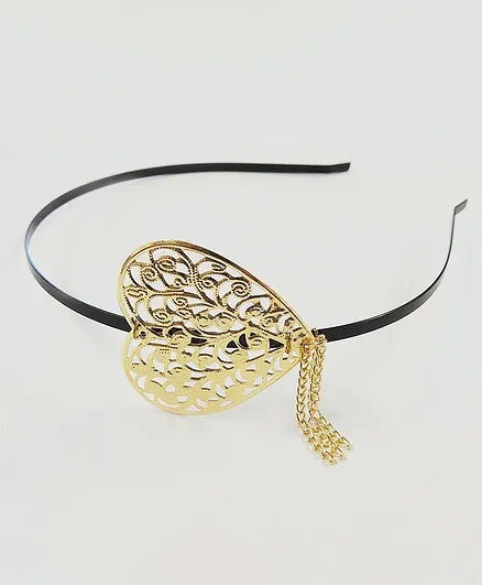 Lime By Manika Intricate Heart Hair Band - Golden