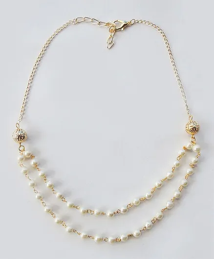 Lime By Manika Pearl Detailed Layered Necklace - Golden