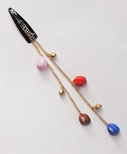 Lime By Manika Beaded Dangling Snap Clip - Multi Colour