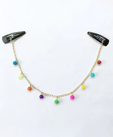 Lime By Manika Snap Clips With Contrast Beaded Head Chain - Multi Colour