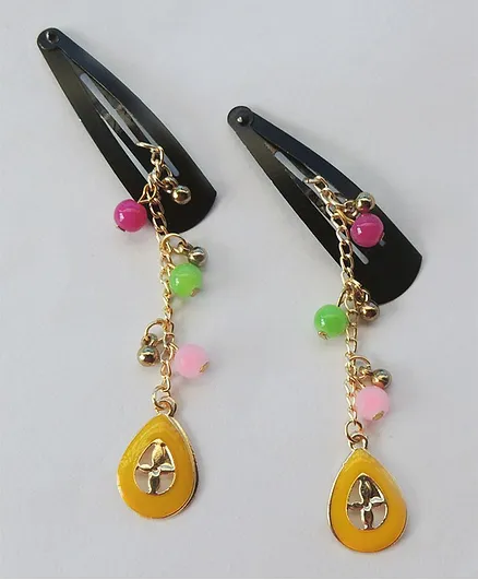 Lime By Manika Contrast Beaded Dangling Snap Clips - Multi Colour