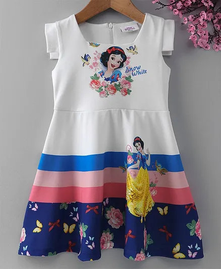Peppermint Sleeveless Snow White Print Dress - White
