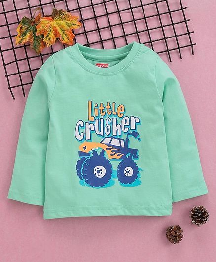 Babyhug Full Sleeves Tee Little Crusher Print - Mint