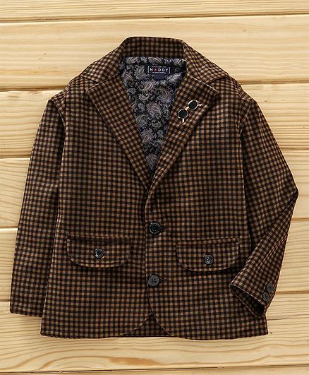 Noddy Checked Full Sleeves Blazer - Dark Grey