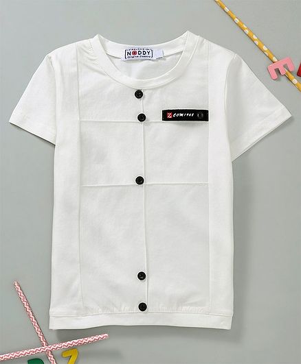Noddy Solid Half Sleeves T-Shirt - White