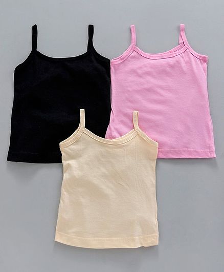 Red Rose Solid Singlet Slip Pack of 3 - Pink Black Cream