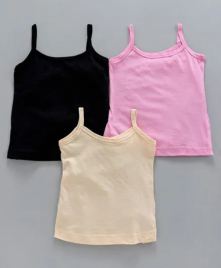 Red Rose Solid Singlet Slip Pack of 3 - Pink Black Cream