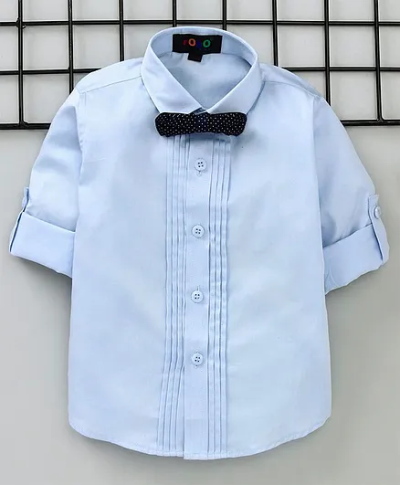Robo Fry Full Sleeves Solid Colour Party Wear Shirt - Blue