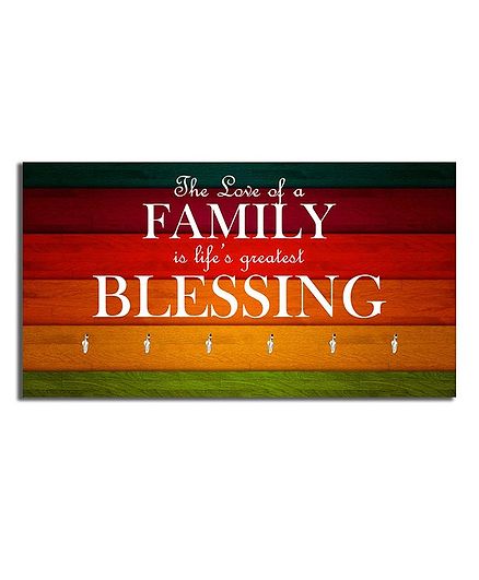 Studio Shubham Text Print Wooden Key Holder - Multicolour