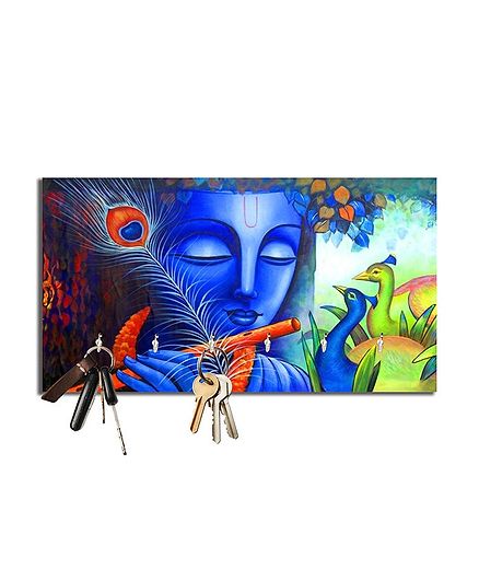Studio Shubham Krishna Wooden Key Holder - Blue
