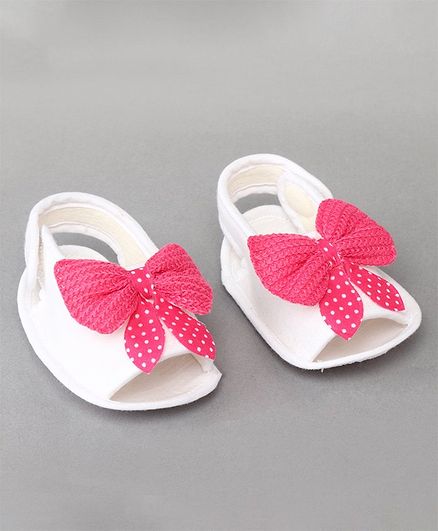 Daizy Bow Design Booties - Dark Pink