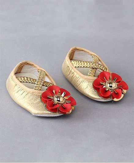 Daizy Flower Applique Booties - Golden