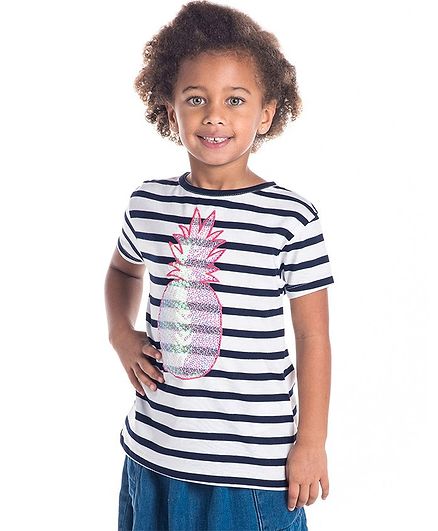 Cherry Crumble by Nitt Hyman Pineapple Embellished Short Sleeves Tee - White