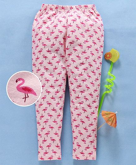 Babyhug Full Length Leggings Flamingo Print - Pink