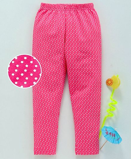 Babyhug Full Length Leggings Dot Print - Fuchsia