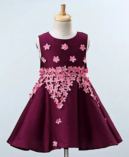 A Little Fable Flowers Applique Sleeveless Dress - Violet