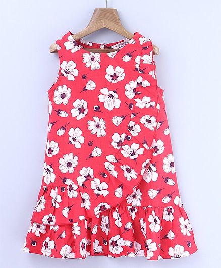 Beebay Floral Print Sleeveless Dress - Red