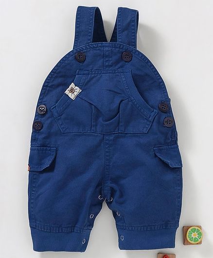 Olio Kids Sleeveless Solid Color Dungaree Style Romper - Royal Blue