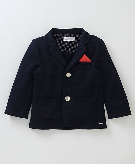 Babyoye Cotton Knit Full Sleeves Blazer - Navy Blue
