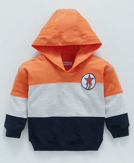Babyoye Cotton Hooded Sweatshirt Star Patch - Orange