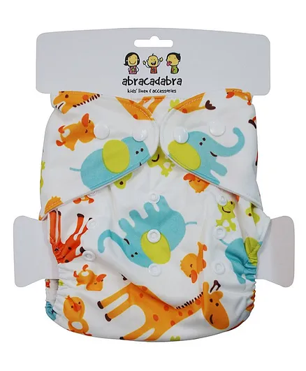 Abracadabra Reusable Diaper Animal Print - White