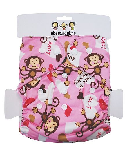 Abracadabra Reusable Diaper Monkey Print - Pink
