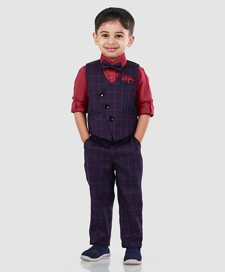 Robo Fry 3 Piece Party Suit With Bow & Pocket Square - Blue Red