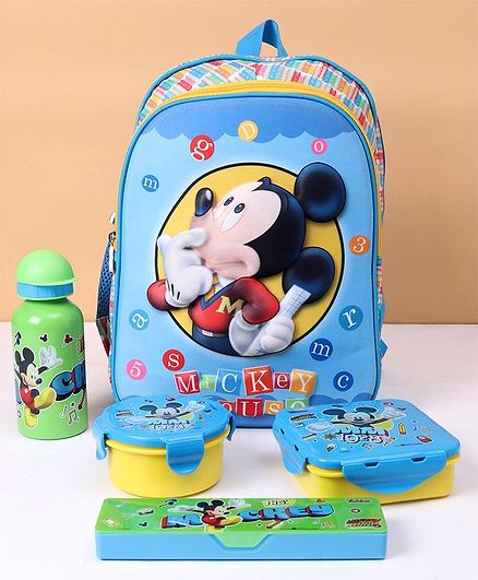 Disney Mickey Mouse School Kit Combo of 5 - Blue