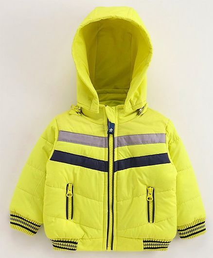 Babyoye Full Sleeves Hooded Jacket - Lime Green
