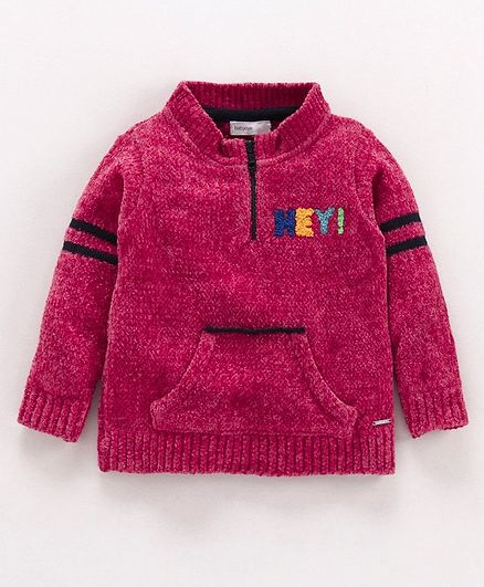 Babyoye Full Sleeves Sweater Text Design - Red