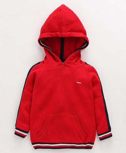 Babyoye Full Sleeves Hooded Sweater - Red