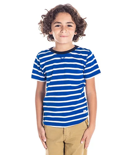 Cherry Crumble by Nitt Hyman Half Sleeves Striped Tee - Blue