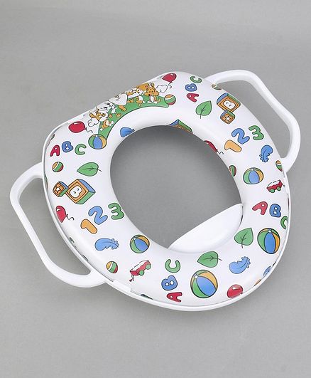 Babyhug Baby Potty Seat with Handle Number Print - White