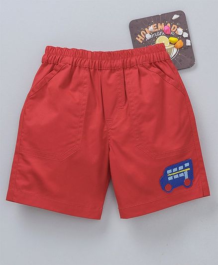 Child World Elasticated Waist Shorts Bus Patch - Red