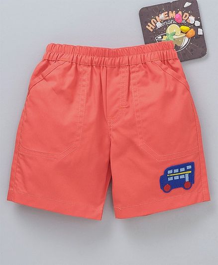 Child World Elasticated Waist Shorts Bus Patch - Peach